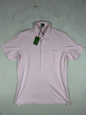 NWT Sid Mashburn Size Medium Pale Pink Short-Sleeve Popover Button-Down Polo